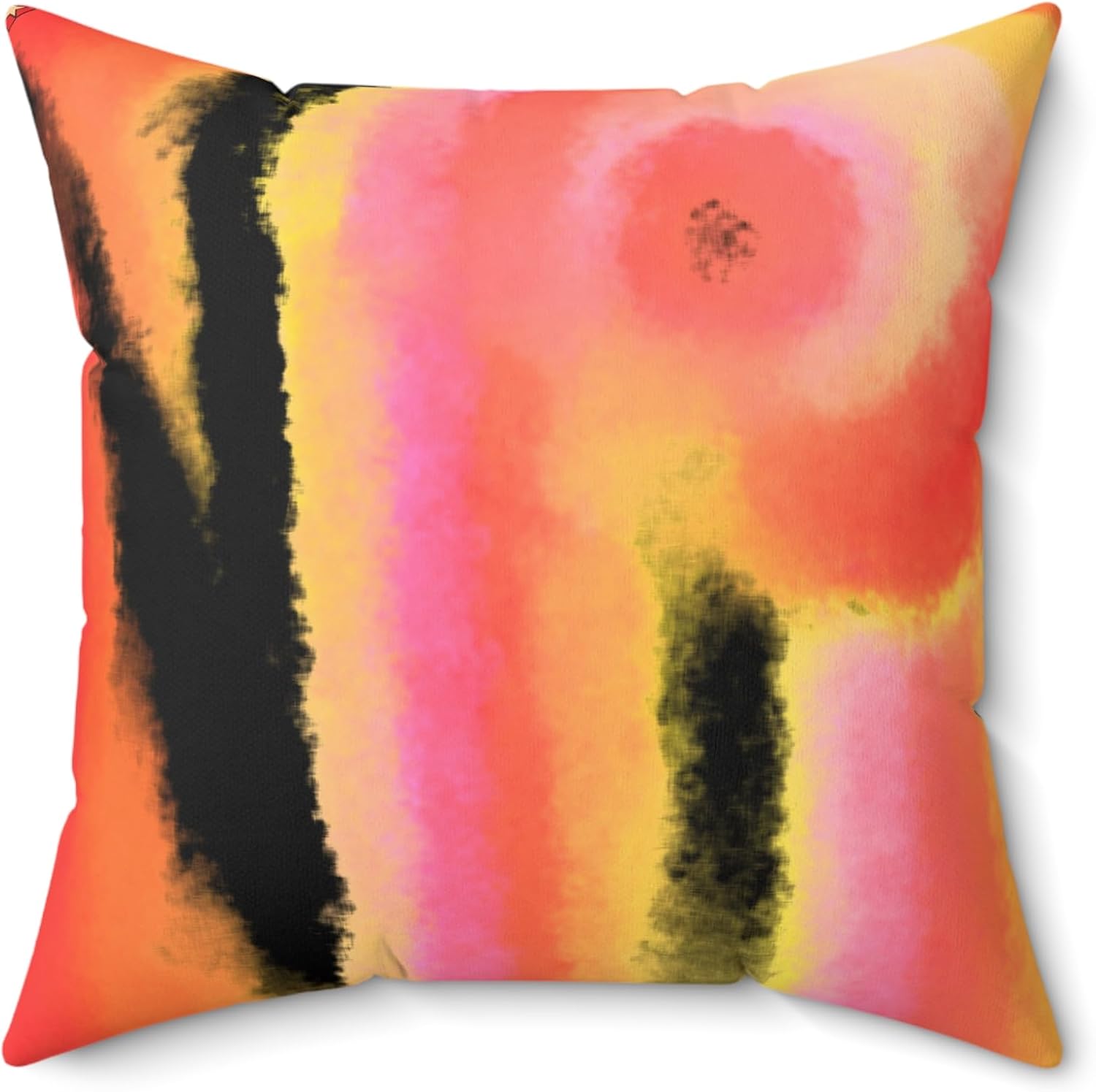 Abstract Art Square Pillow Vibrant Decorative Cushion for Modern Home Boho Living Room 'Emotions in Pink' Art by Mitzisniftis