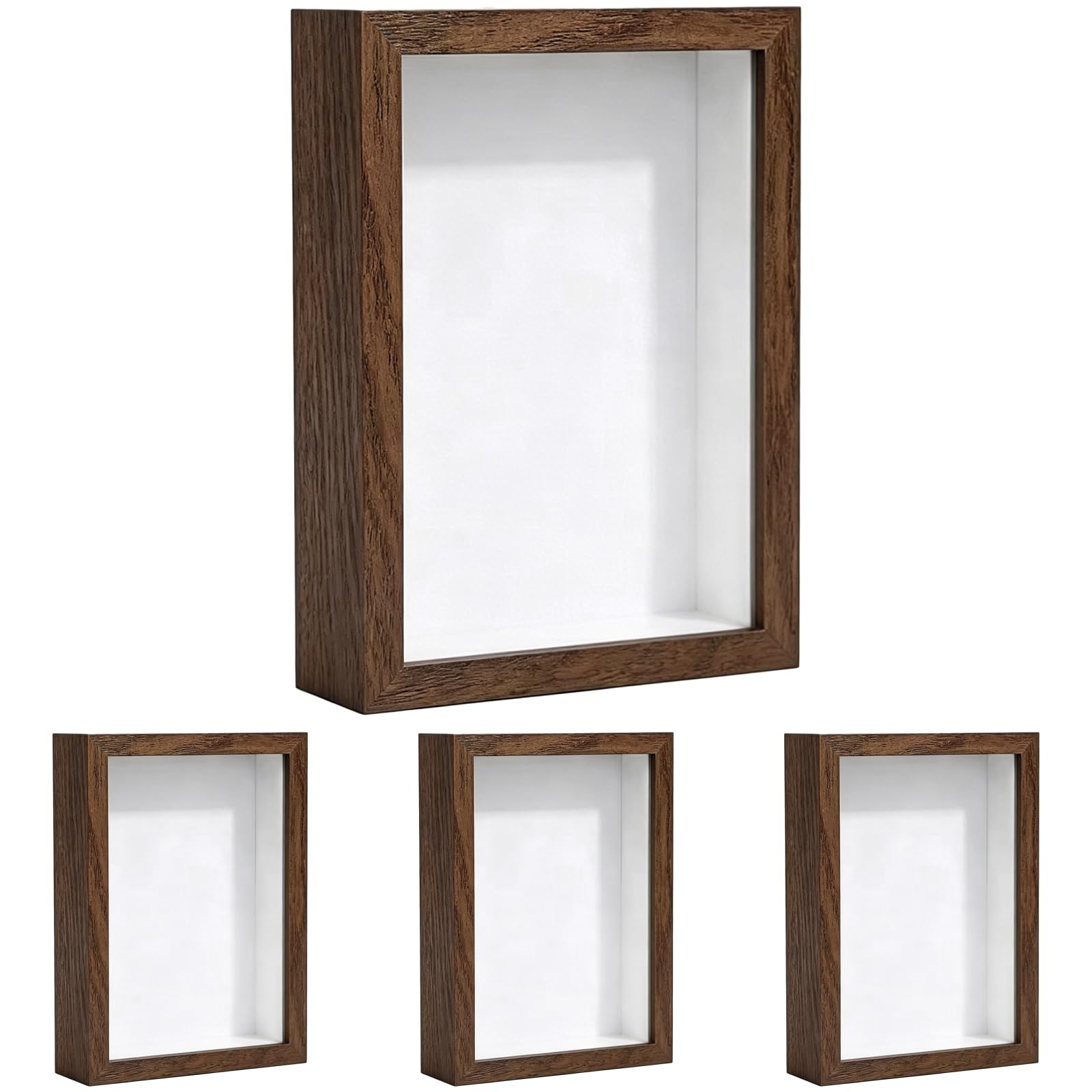 Vitrina hueca de madera con vidrio templado juego de 4 marcos protectores para flores secas en pared