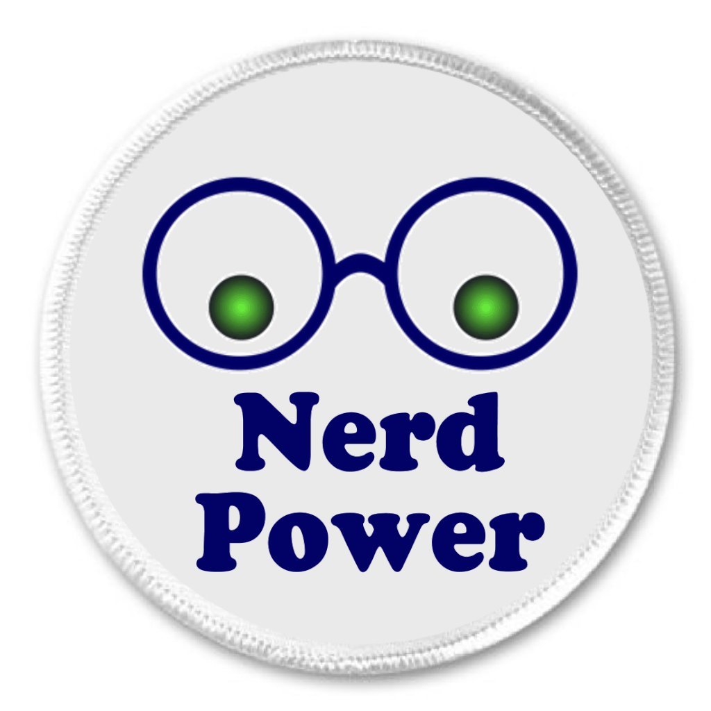 A&T Designs Nerd Power 3" Sew On Patch Glasses Funny Humor Geek