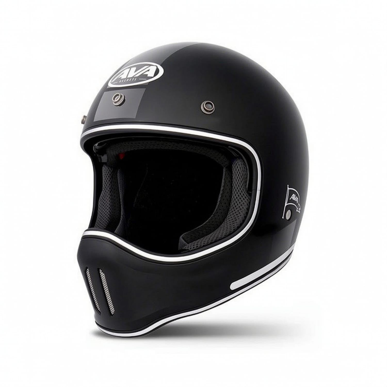 Vintage Retro Motorcycle Helmet Lightweight Full Face Motorcycle Helmet Breathable Ventilated for Motorcyclists, Riders, Commuters, Cruising, Commuting, Black, M a|Helmets Motors-image-25
