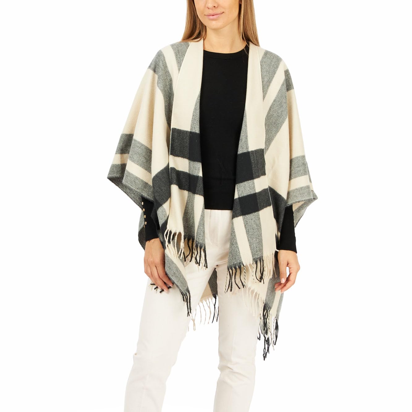 Women's Shawl Wrap Poncho Ruana Cape Cardigan Sweater Open Front for Fall Winter Spring