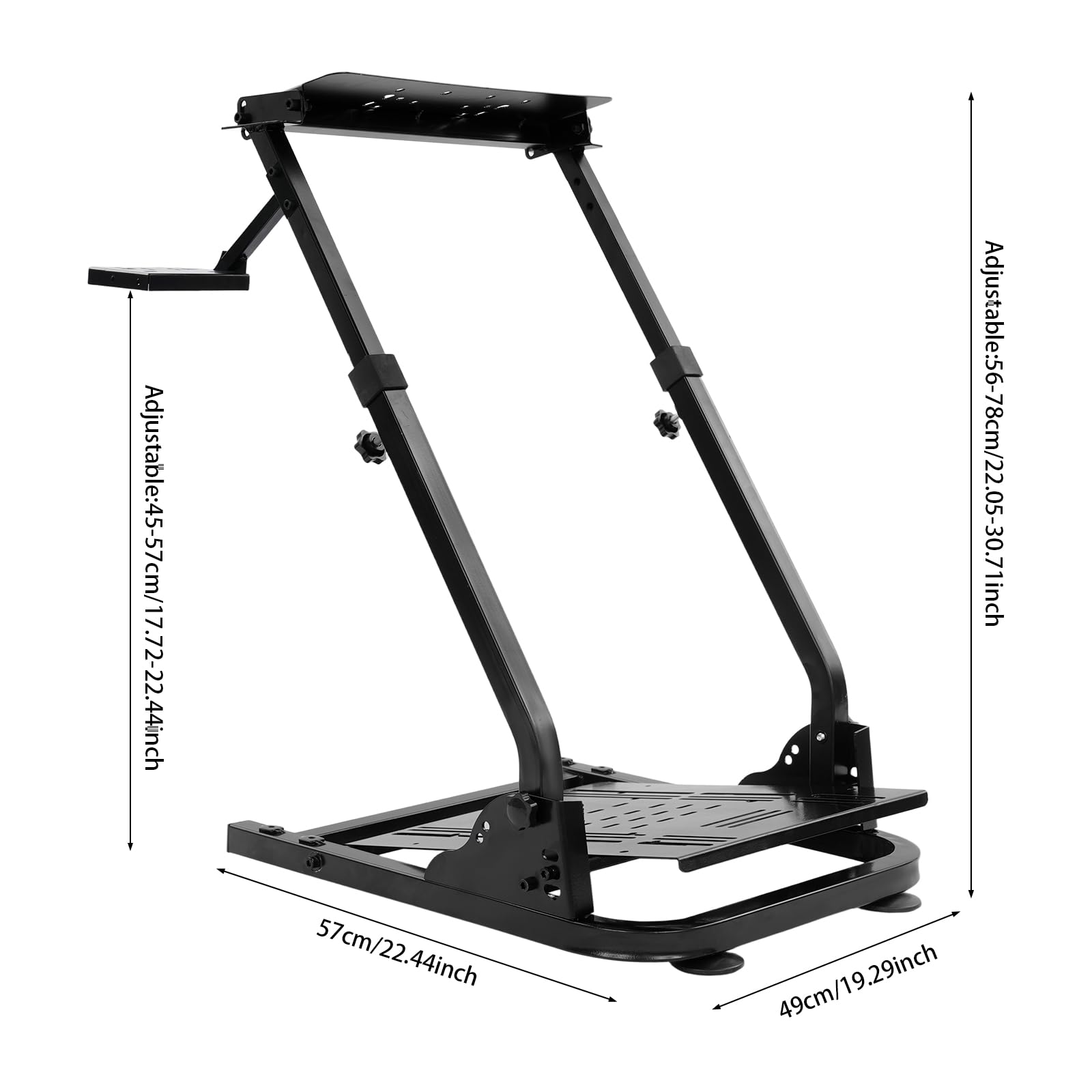 Dettchan Support de volant pliable noir pour les jeux, hauteur réglable de 56 à 78 cm, pour salles de jeux, lieux de divertissement, studios personnels