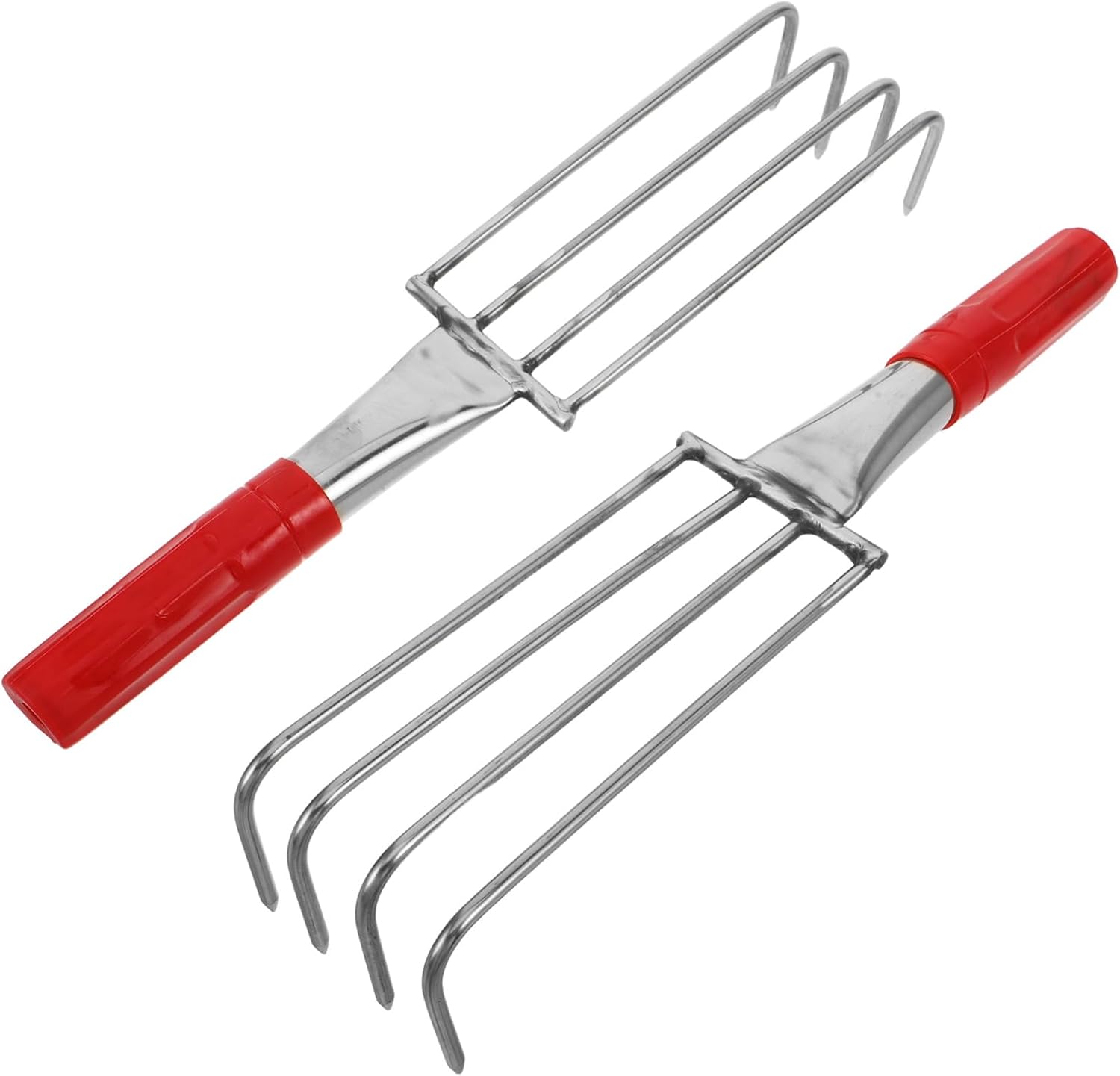TOYANDONA 2pcs Stainless Steel Clam Rakes with 4 Prongs for Beach Shellfish Hunting and Coastal Foraging – Handheld Clam Digging Tools for Seafood Harvesting and Winkle Picking