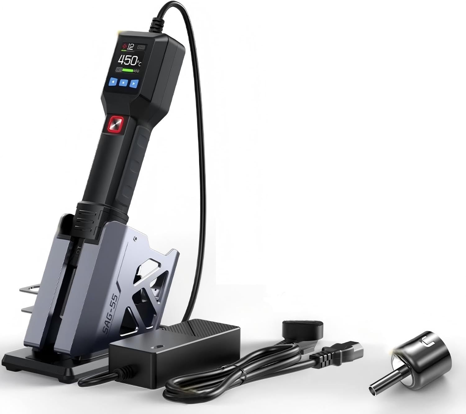 Hot Air Soldering Station, 550W High-Temperature Heat Gun with PID Control, Magnetic Induction, Hot & Cold Air Modes for Precision Repair & Heavy-Duty Work