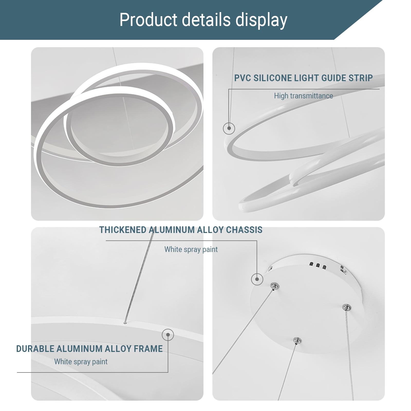 Lampadario rotondo a LED moderno Art Déco, luci a sospensione dimmerabili con telecomando, lampada a sospensione regolabile per isola cucina, soggiorno e sala da pranzo, 68W