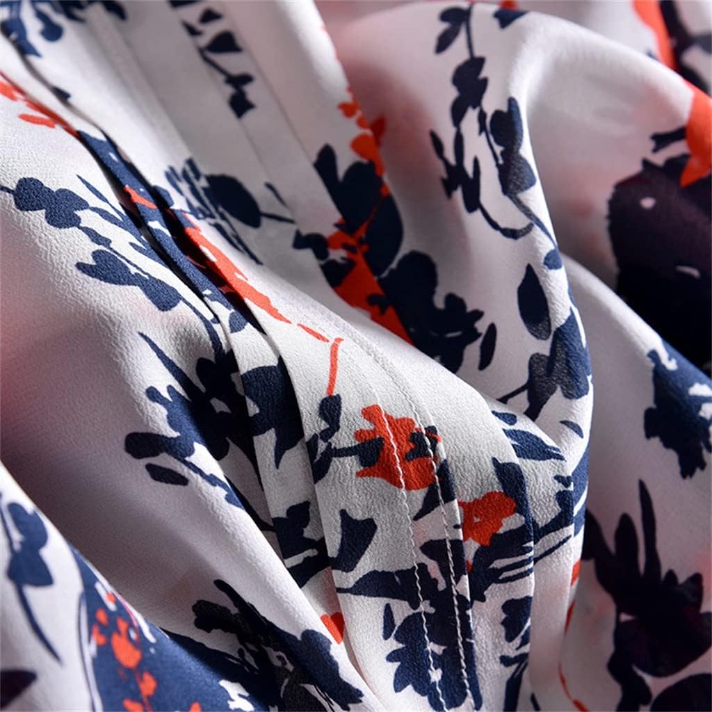 Positioning Silhouette Flower Silk Shirt V-Neck Top Long-Sleeved Floral Shirt for Women in Spring