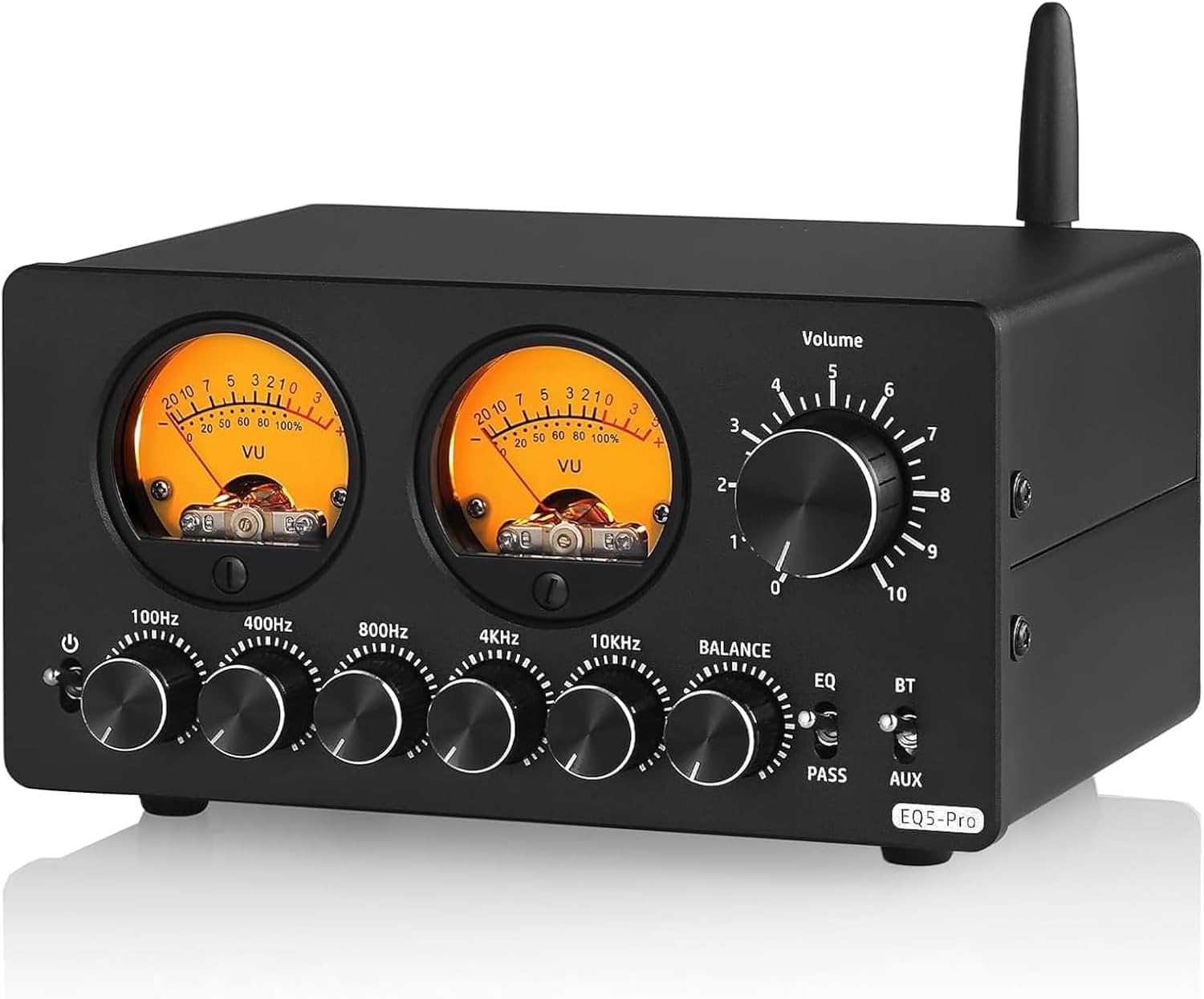 5-Band EQ Audio Equalizer Preamplifier with 3.5mm AUX Input/Output, Independent Control Knob for Enhanced Sound, Perfect for Recording, Streaming & Podcasting