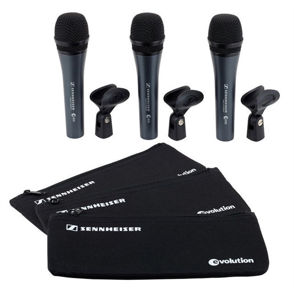 Sennheiser e835 Dynamic Microphone 3-Pack - 3 microfoni Professionali per Voce, di Tipo dinamico cardioide con Elevato Livello di Uscita