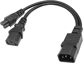 C14 to C5+C13 Y Splitter YACSEJAO 10A/250V IEC 320 C14 Male to C13+C5 Female Power Splitter Adapter Cable(1FT/30CM)
