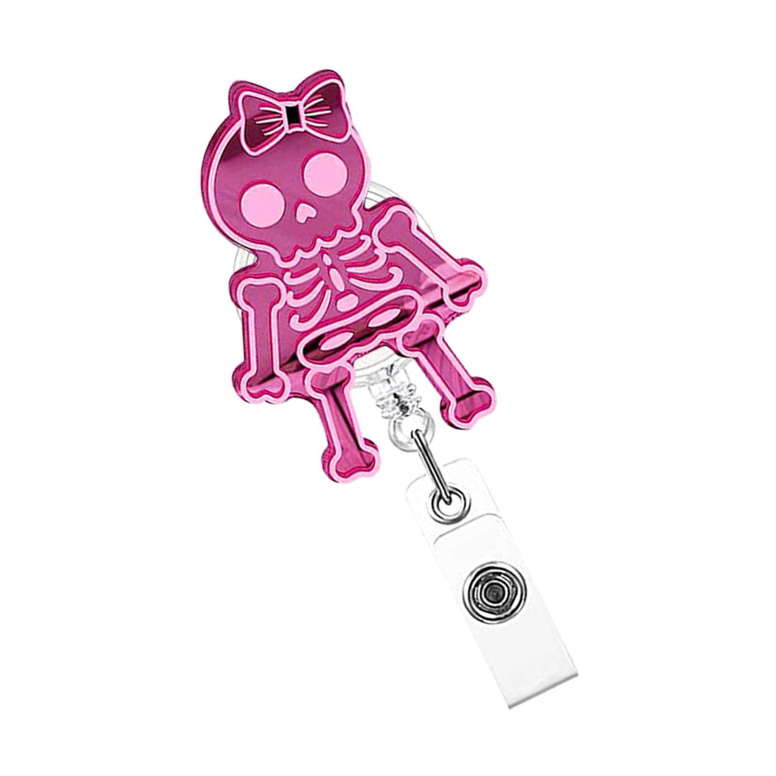 Jazuaiao Badge Reels Retractable Keychain Badge Holders Name Card Holder Skull Holder for Card Name Keychain Retractable