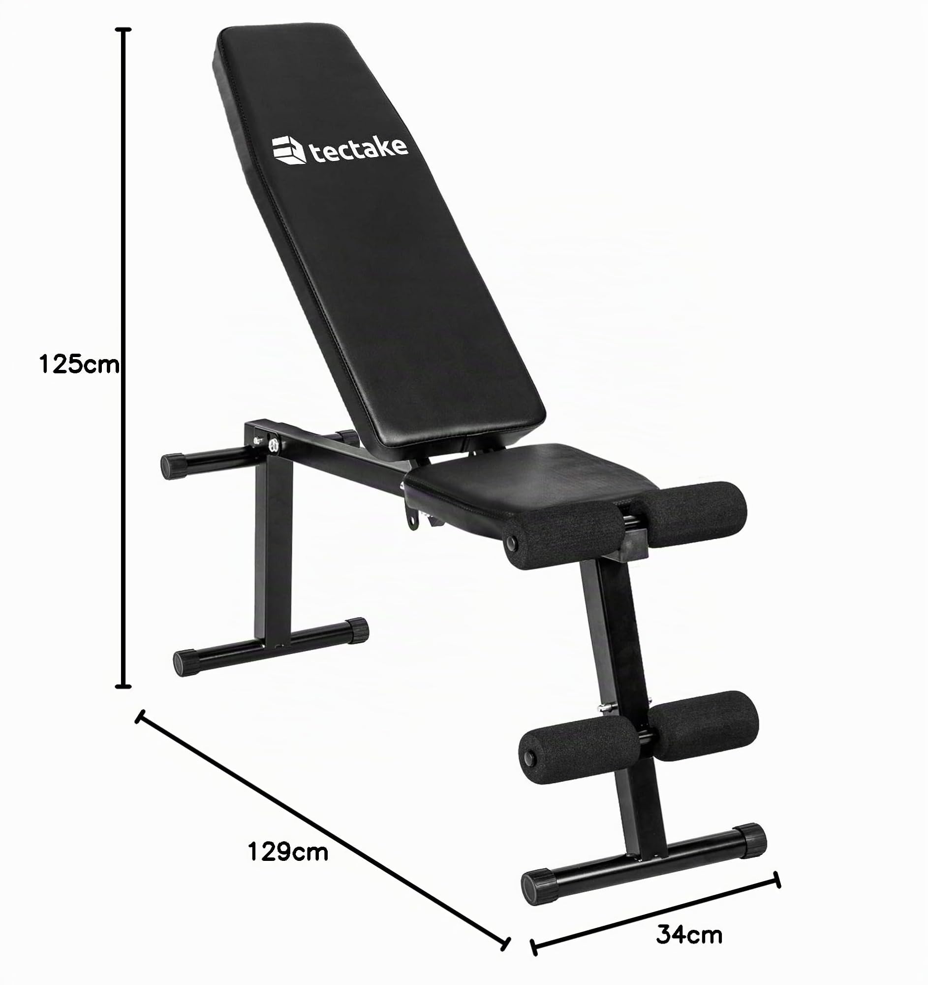 tectake® Banco de Pesas Plegable, Respaldo Ajustable en 5 Posiciones, Banco Musculación Multifuncional para Gimnasio en Casa, Entrenamiento para Gym en Casa, Capacidad de Carga: 100 kg - Negro