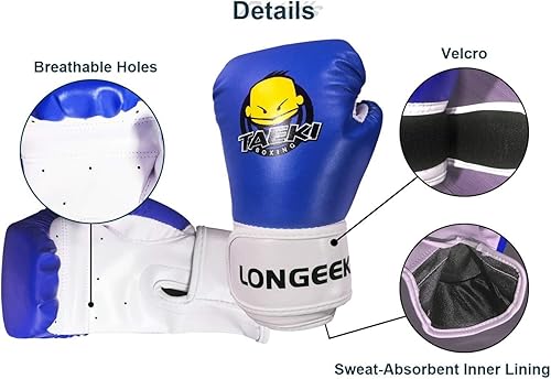 Miniatura 4 de Longeek Guantes de boxeo para niños de 3 a 8 años, saco de boxeo de entrenamiento de lucha de 4 onzas MMA