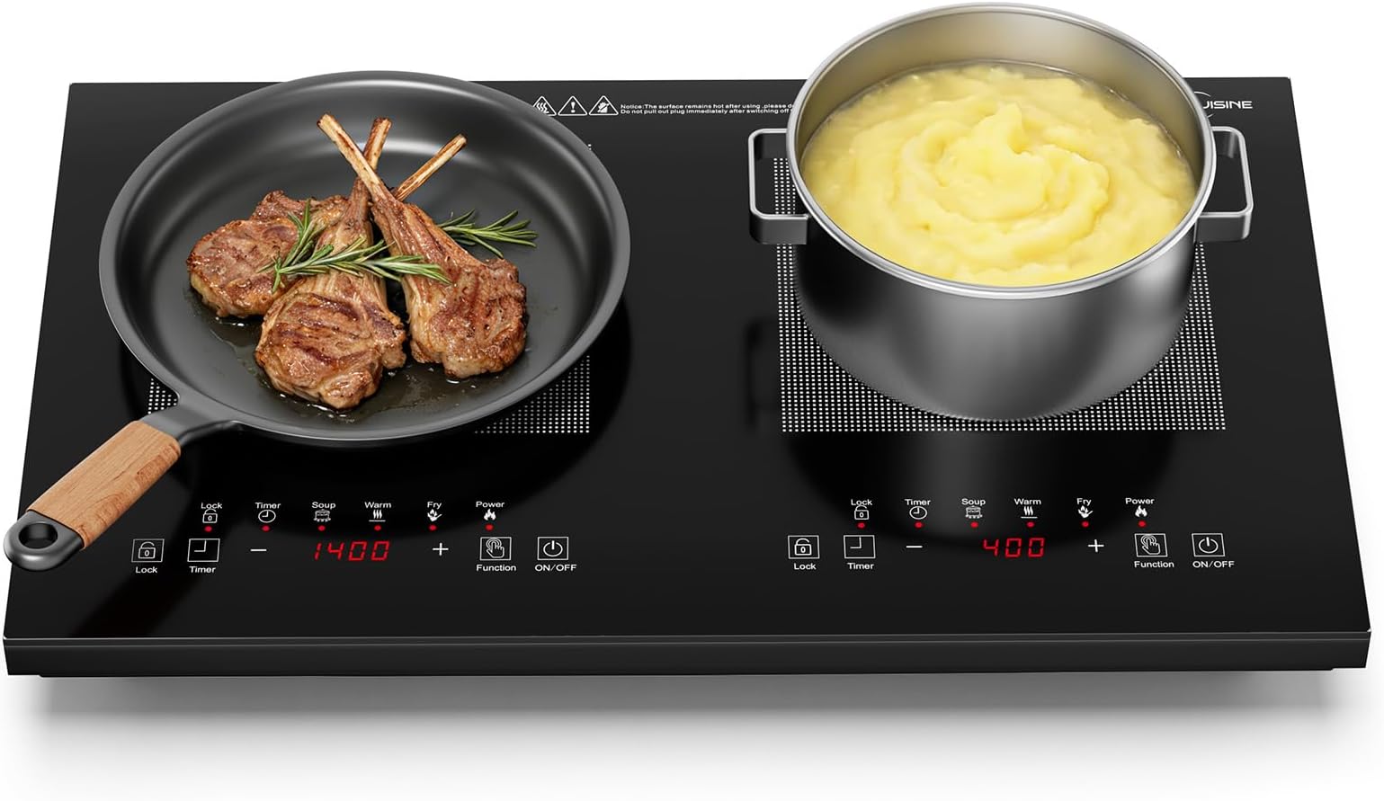 VoltCuisine 24 Inch Double Induction Cooktop, Full Touch Control, 1800W Share...