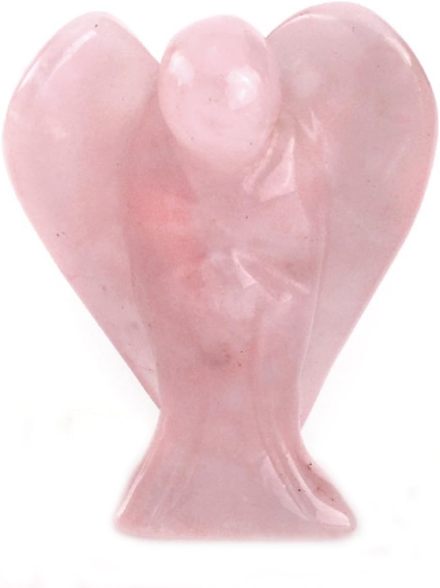 CrystalTears Rose Quartz Crystal Guardian Angel 1.5โ Healing Crystal Gemstone Pocket Angel Figurine Gifts for Birthday Christmas Motherโs Day