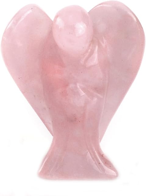 CrystalTears Natural Rose Quartz Crystal Pocket Guardian Angel, 1.5" Reiki Healing Gift for Christmas