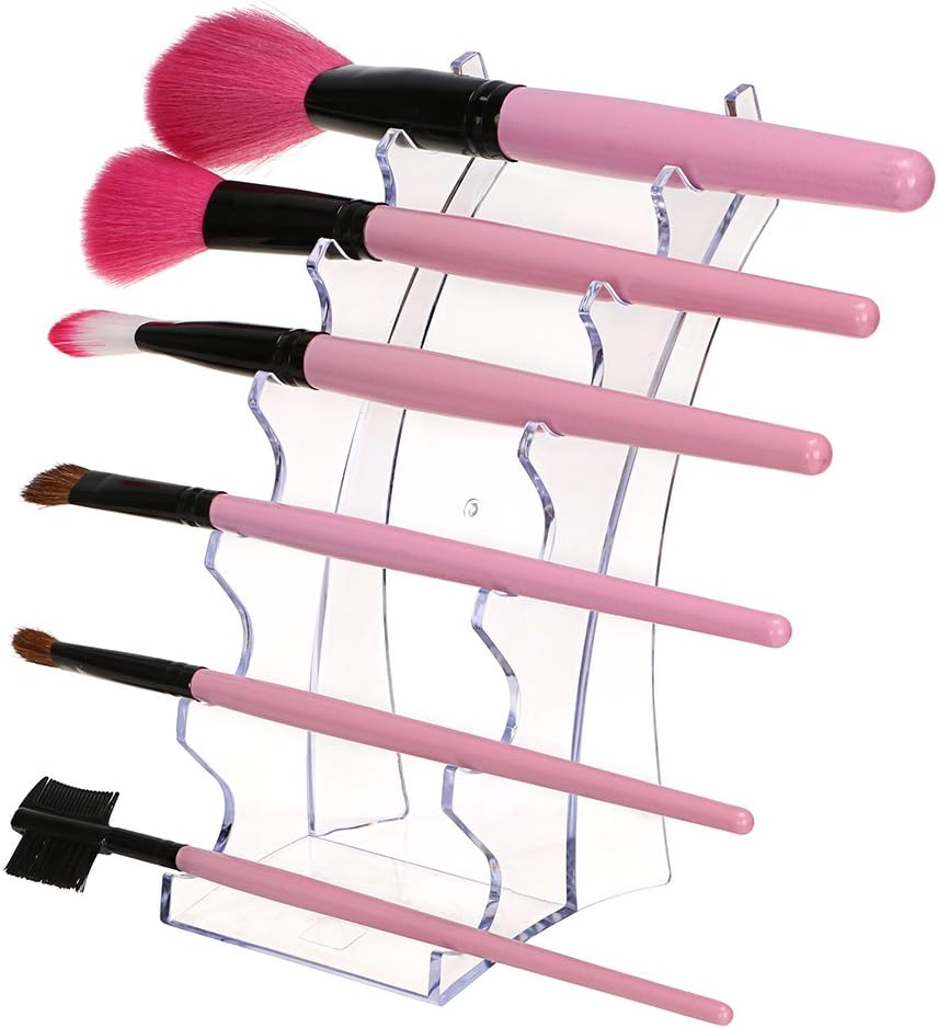 Hipiwe Acrylic Pen Holder Display Stand Clear Makeup Brush Rack Organizer Holder for E-cigarette 6-Slots Nail Brush Eyebrow Fountain Pen Rack Display (Pack of 2)