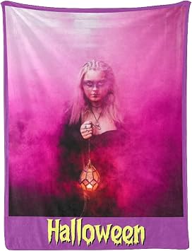 Custom Blanket with Photo College Halloween Personalized Blanket Soft Flannel Blanket Customized Funny Gifts for Couch Sofa Bed Living Room for Kids Adults Purple, 30x40 Inch
