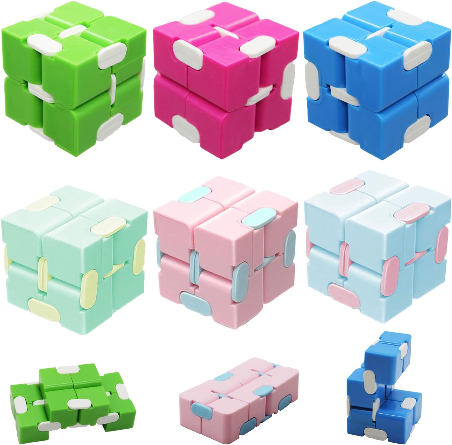 6 Pack Infinity Cube Toys, Fidget Blocks for Kids Boys Girls, Infinite Cubes Flip Cube Finger Toys for Birthday Gifts Goodie Bag Basket Stuffers Classroom Prizes Party Favors