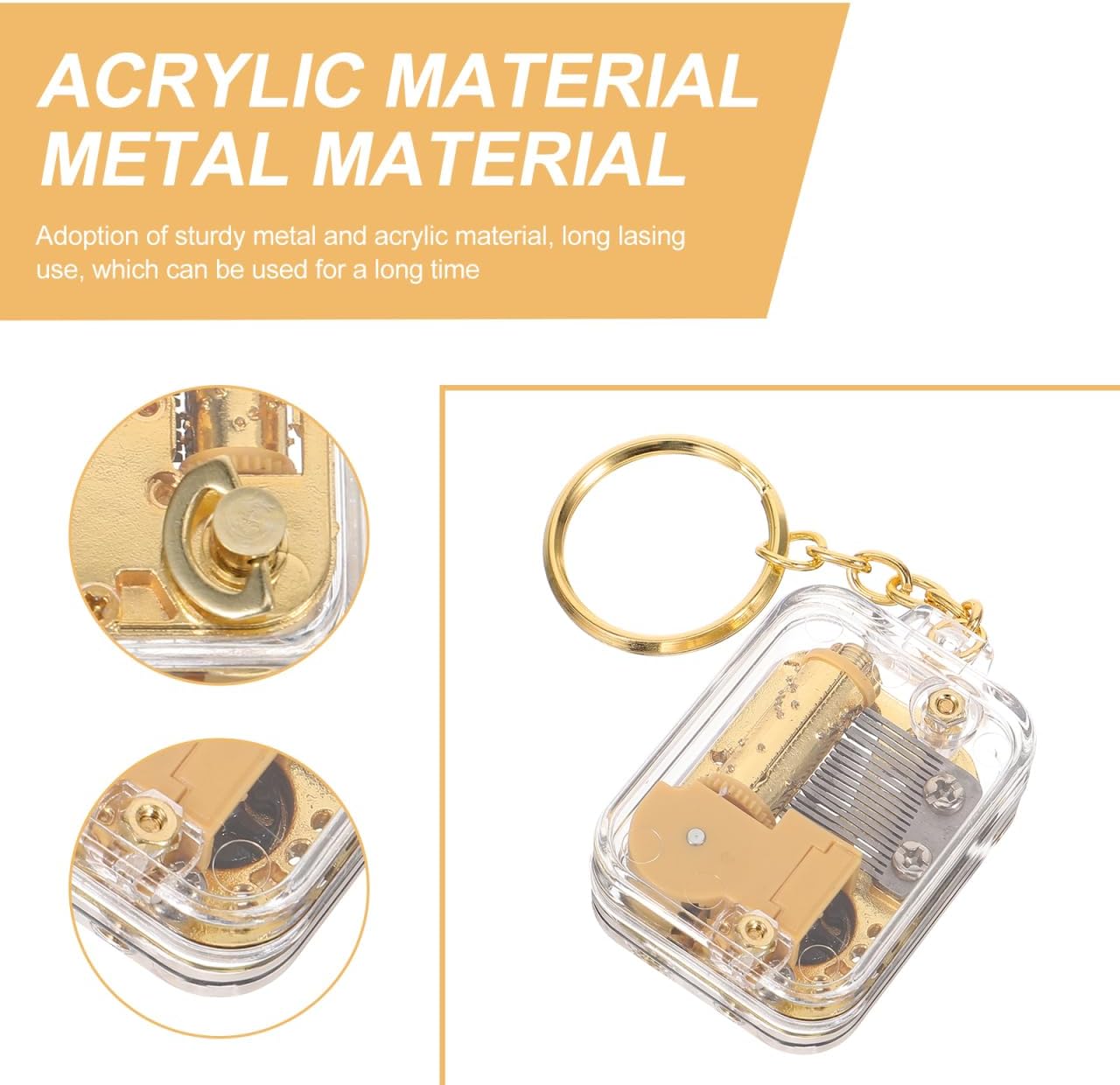 Mini Musical Box Keychain 3.93X1.29X0.59In Lightweight Compact Music Box Gift for Women Car Keys Family Friends Travel Pendant