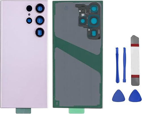 Galaxy S23 Ultra - Repuesto de cristal trasero para Samsung Galaxy S23 Ultra 5G, con lente de cámara preinstalada y adhesivo + kits de herramientas