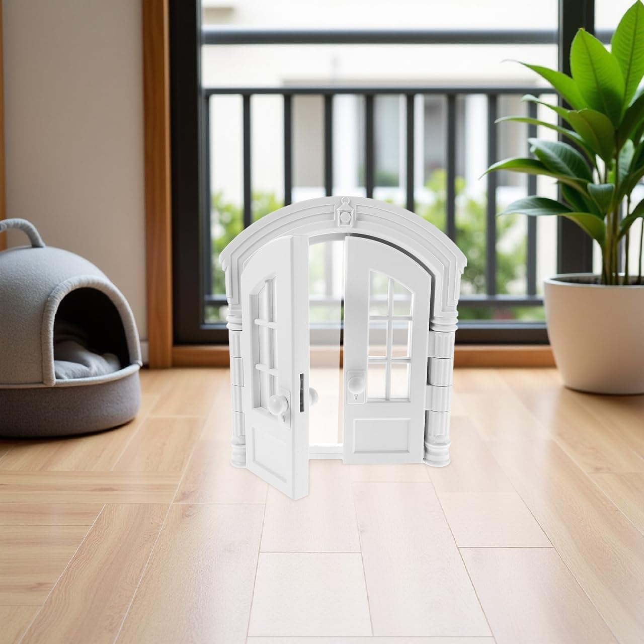BESPORTBLE Pet for Cats and Dogs White Dual Flap Privacy Gate Indoor Outdoor Use Easy Installation Cat Corridor Entrance Interior for Pets