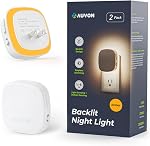 AUVON Plug-in LED Backlit Night Light with Motion Sensor & Dusk to Dawn Sensor, Dimmable Warm White Nightlight with 1-50 lm Adjustable Brightness for Bathroom, Bedroom, Hallway, Stairs (2 Pack)