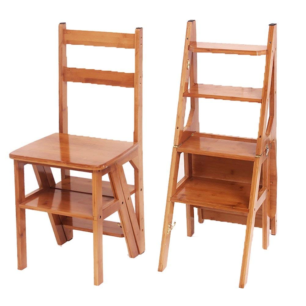 Tabouret marche pliable en bois : fini les placards inaccessibles avec cet escabeau 4 marches