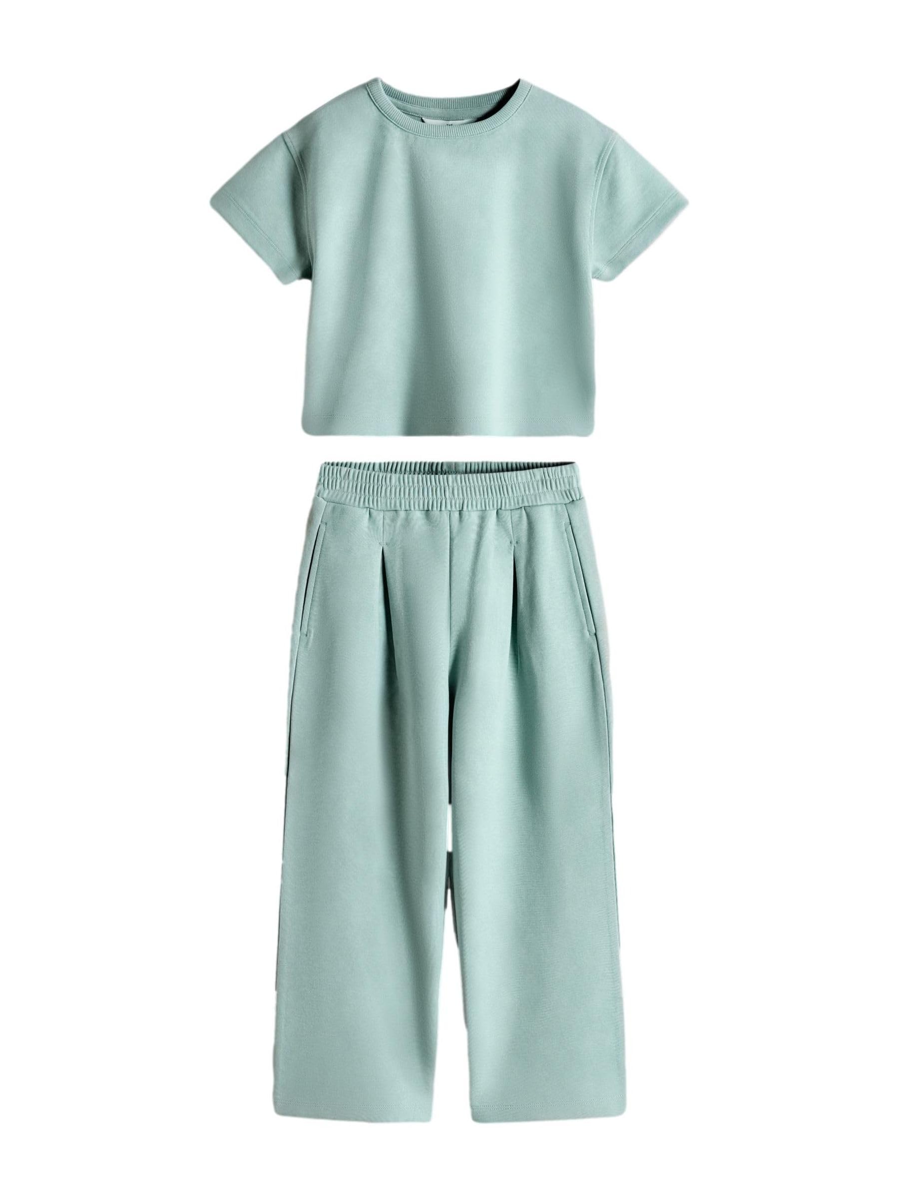 THE SET Set da bambina con maglietta interlock e pantaloni da jogging larghi