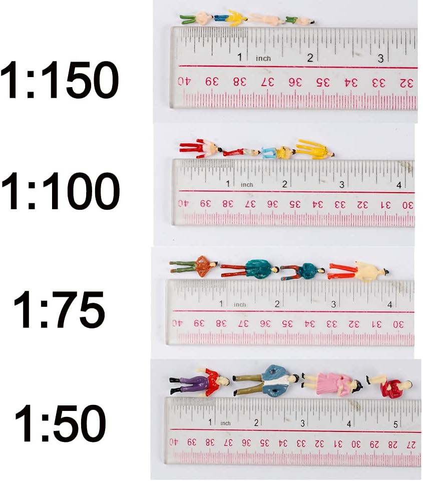 NWFashion 100PCS 1:50 Scale Hand Color Painted Model Train People Figure (1:50 35mm)