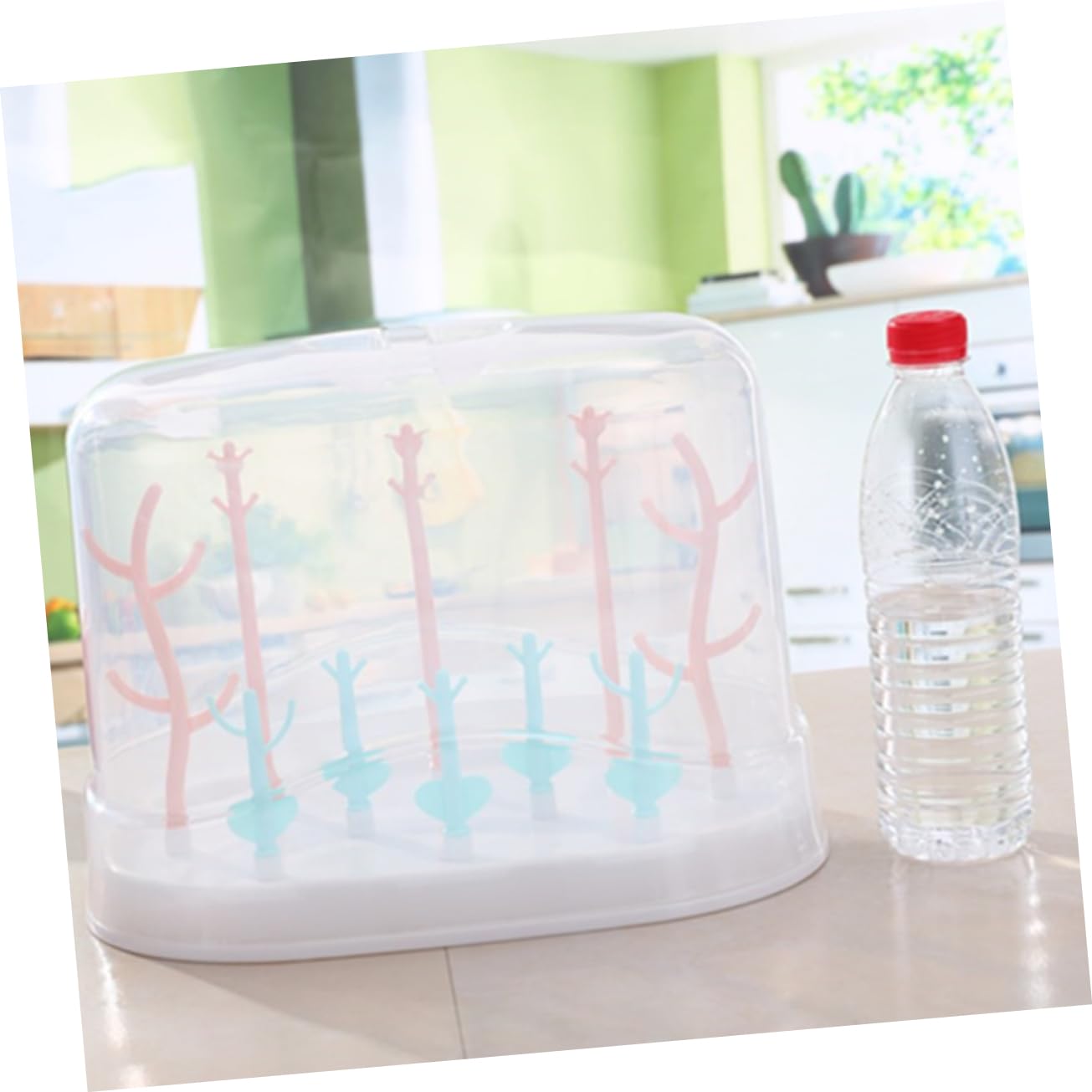 IMIKEYA Multifunktionales Babyflaschen Trockengestell mit Abdeckung Flaschenständer für Milchflaschen Glasflaschen Sicherer PP Material Transparent für Trocknung Aufbewahrung von