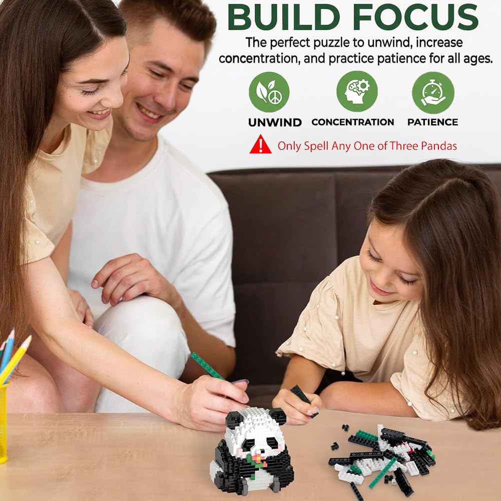 Panda Mini Building Blocks Set, Panda Building Bricks Toy,Cute Animals Building Sets for Adults and Kids Age 9+ - Image 2