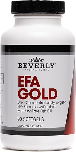 Beverly International EFA Gold, 90 cápsulas de cápsula blanda. Enfría la inflamación, embellece y protege. Omega-3 de alta potencia EPA y DHA +