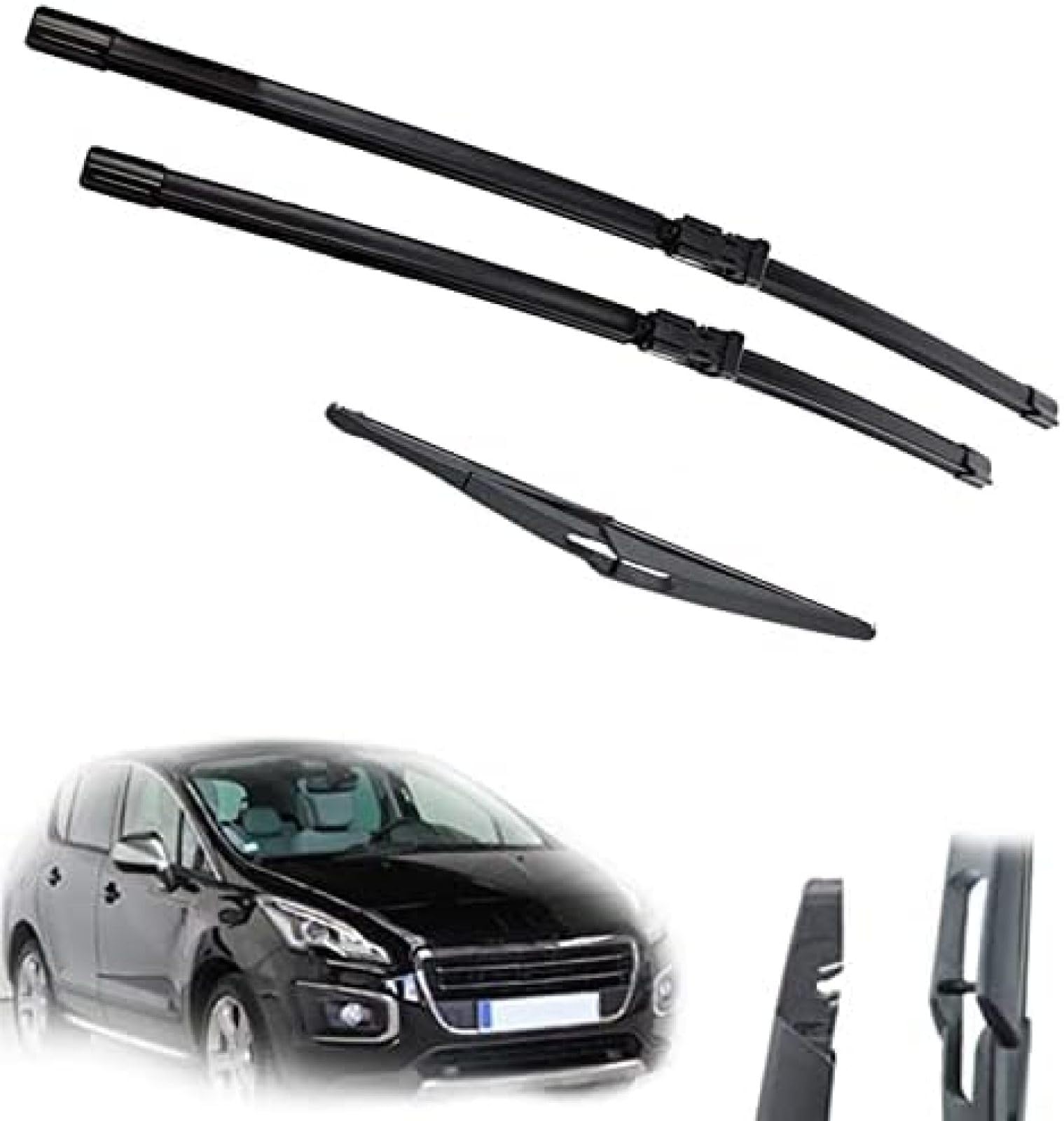,per Peugeot 3008 MK1 2008 2009 2010 2011 2012 2013 2014 2015 2016 Auto Finestrino Anteriore Parabrezza Parabrezza Tergicristallo Set Kit 30 "28" 12 "Tergicristalli