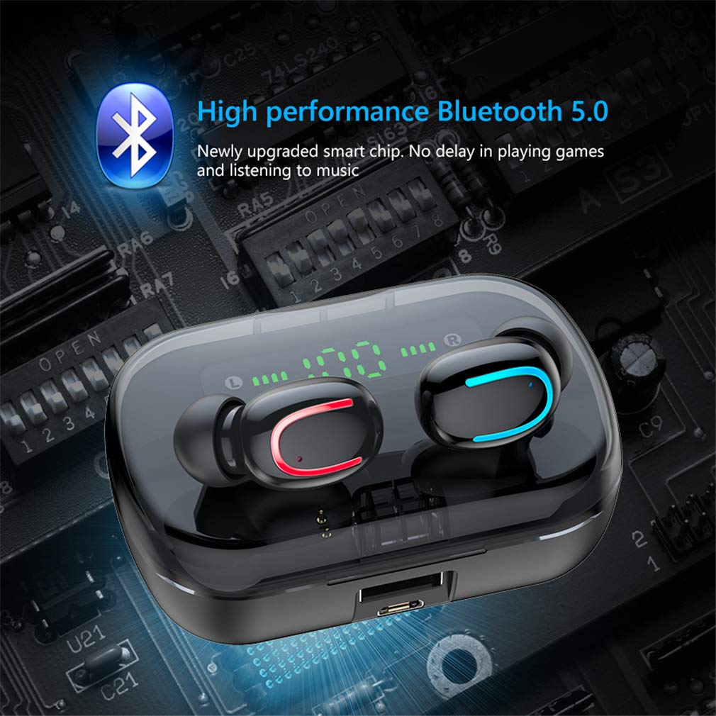 Casque Conduction Osseuse, sans Fil Écouteurs Stéréo Bluetooth Mini 8D Écouteurs 5.0 avec Double Micro Sport Étanche, pour La Course, Sport, Fitness,Noir