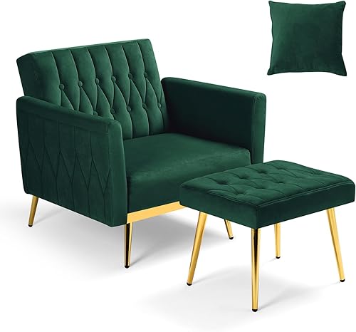 Miniatura 49 de Silla decorativa de terciopelo con reposabrazos y respaldo ajustables, sillón reclinable con botones, sillón reclinable individual con otomana y una