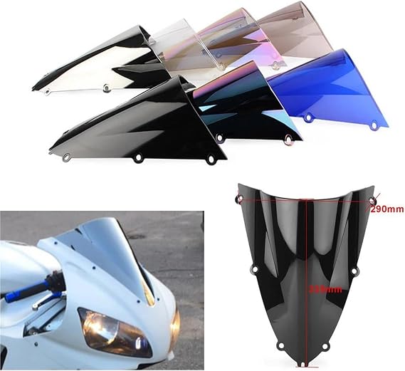 Motorcycle Screen Double Bubble Windshield Deflectors Protector Front WindScreen For R1 YZF 1000 YZF-R1 1998 1999 Windshield Screen Protector(Black)