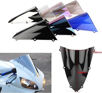 Motorcycle Screen Double Bubble Windshield Deflectors Protector Front WindScreen For R1 YZF 1000 YZF-R1 1998 1999 Windshield Screen Protector(Black)