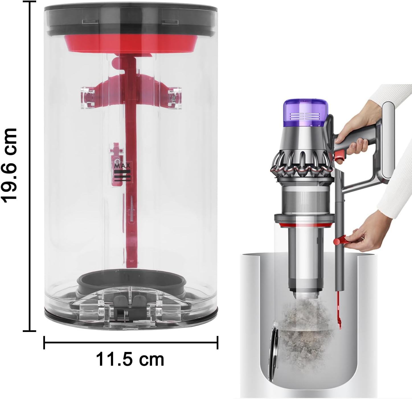 Dust Bin for Dyson V11 V15 SV14 SV15 SV22 Vacuum Cleaner Canister Large Dust Bucket Replacement Spare Parts, Part NO.965443-01