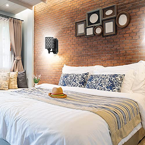 1 Light Crystal Wall Sconce Lighting with Black Finish,Modern Concise Style Wall Light Fixture Polyhedral Crystal Shade for Bathroom, Bedroom Living Room Bedside - Image 5