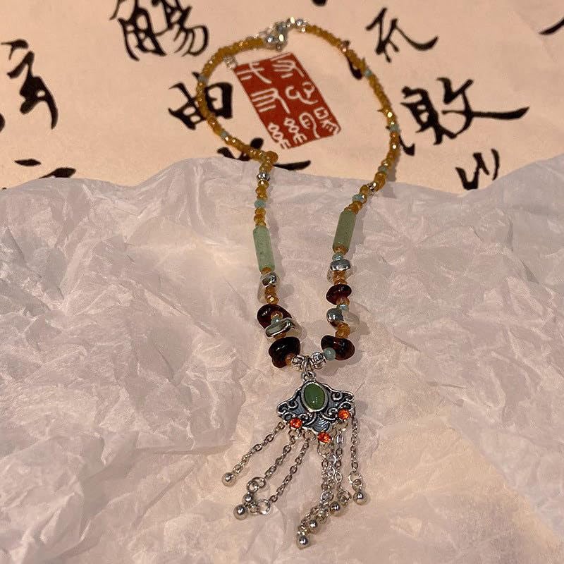 Generic Ruyi Lock Beaded Necklace 新中式 New Chinese Style 如意锁串珠项链, Emerald4