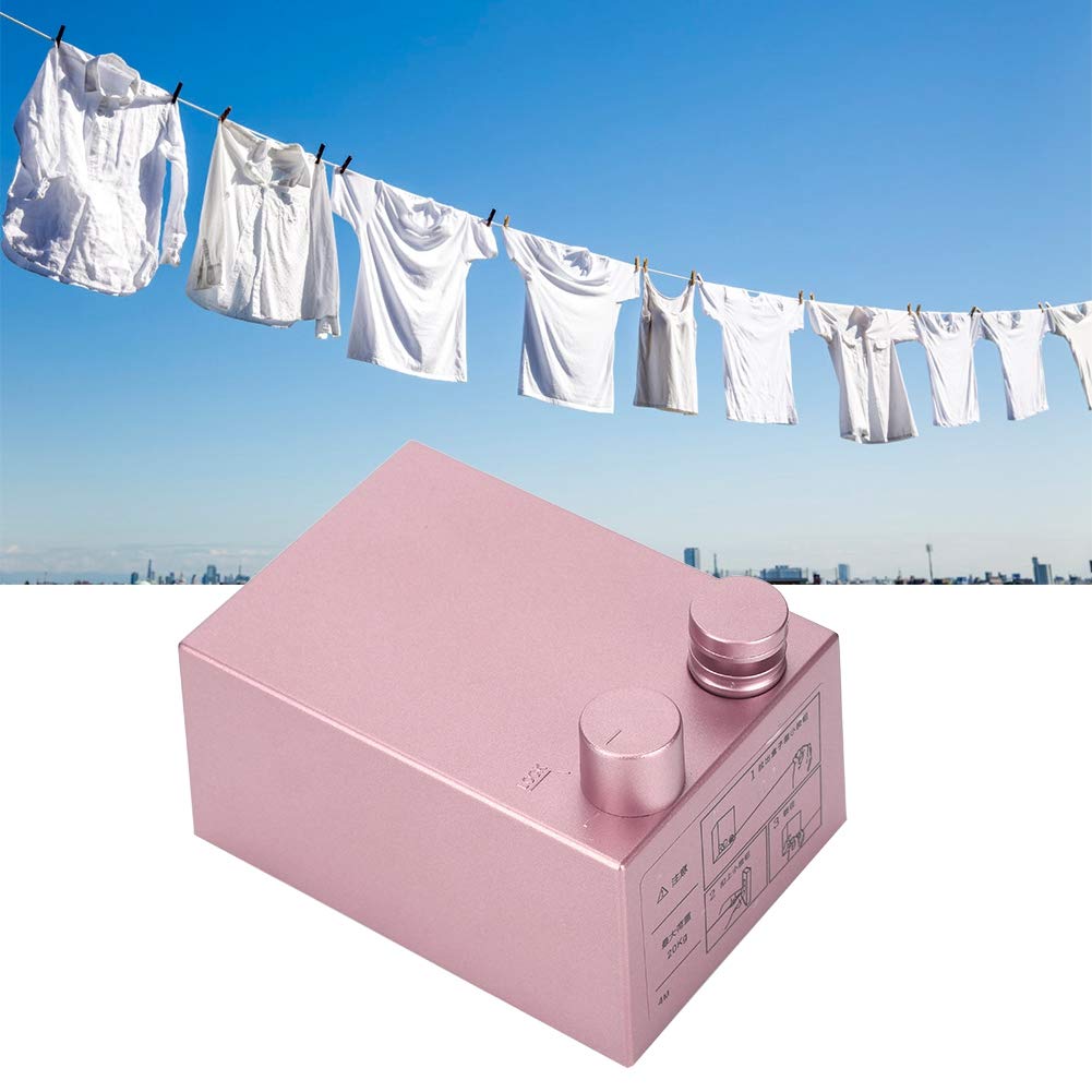 Filo stendibiancheria retrattile, 4,2 m, per esterno/interno, regolabile, con guscio in ABS, in acciaio inox, può supportare fino a 20 kg (rosa)
