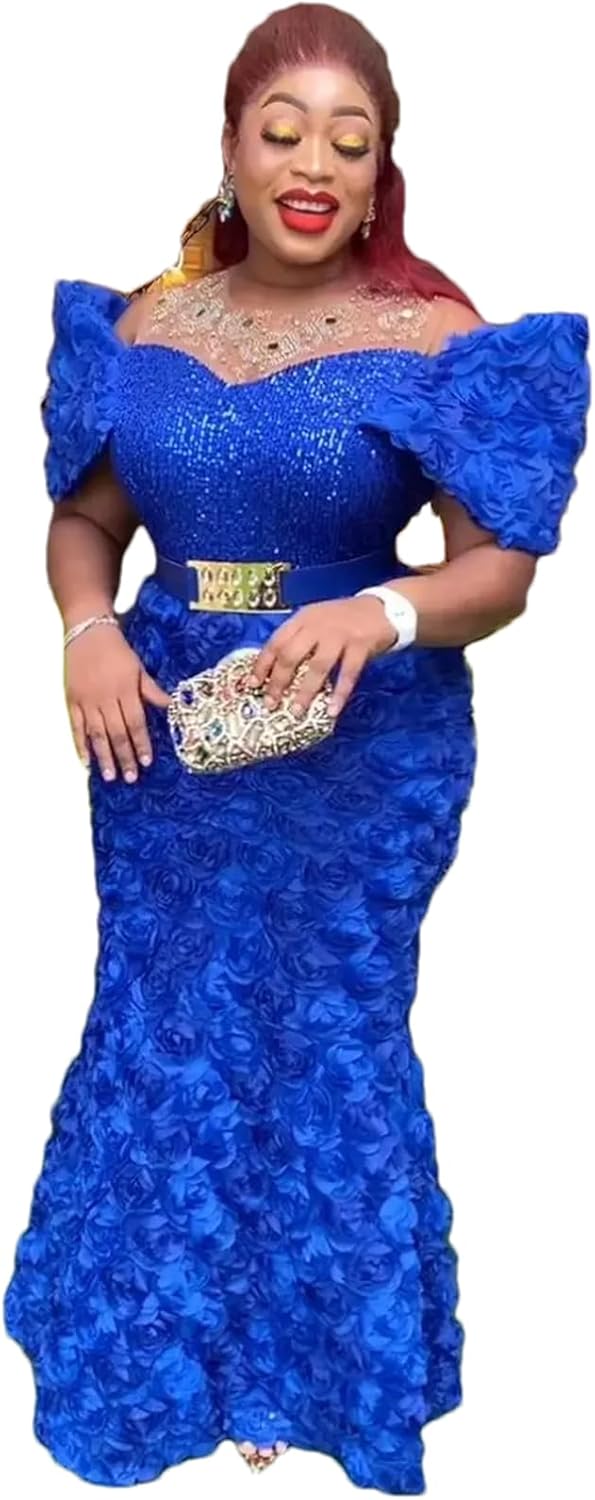 Women wedding prom dress Dubai African sequin mermaid gown