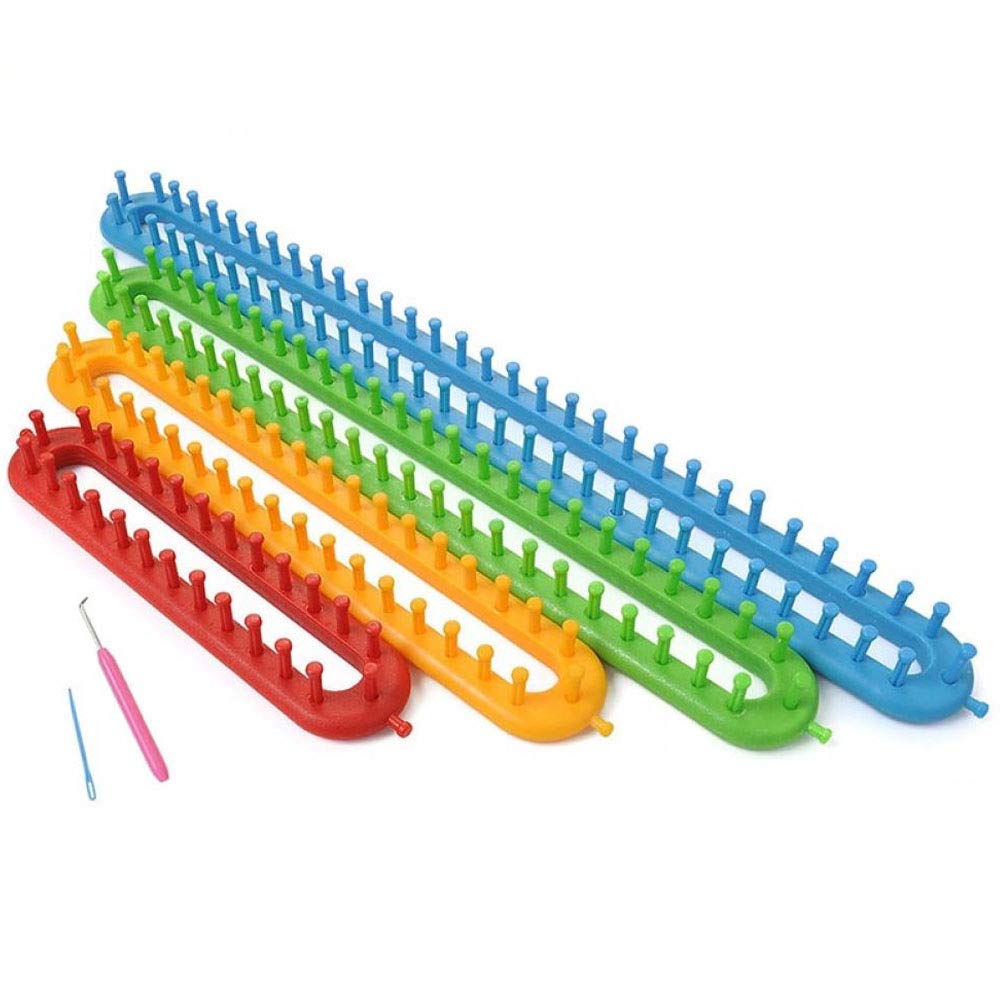 Wudaizhi Peg Board Hook Set Loom Kit Knitting 4 Size Weaving Scarf Weaving Diy Craft Long Shape Plastic Tool Muffler Hobbies Cape Shawl