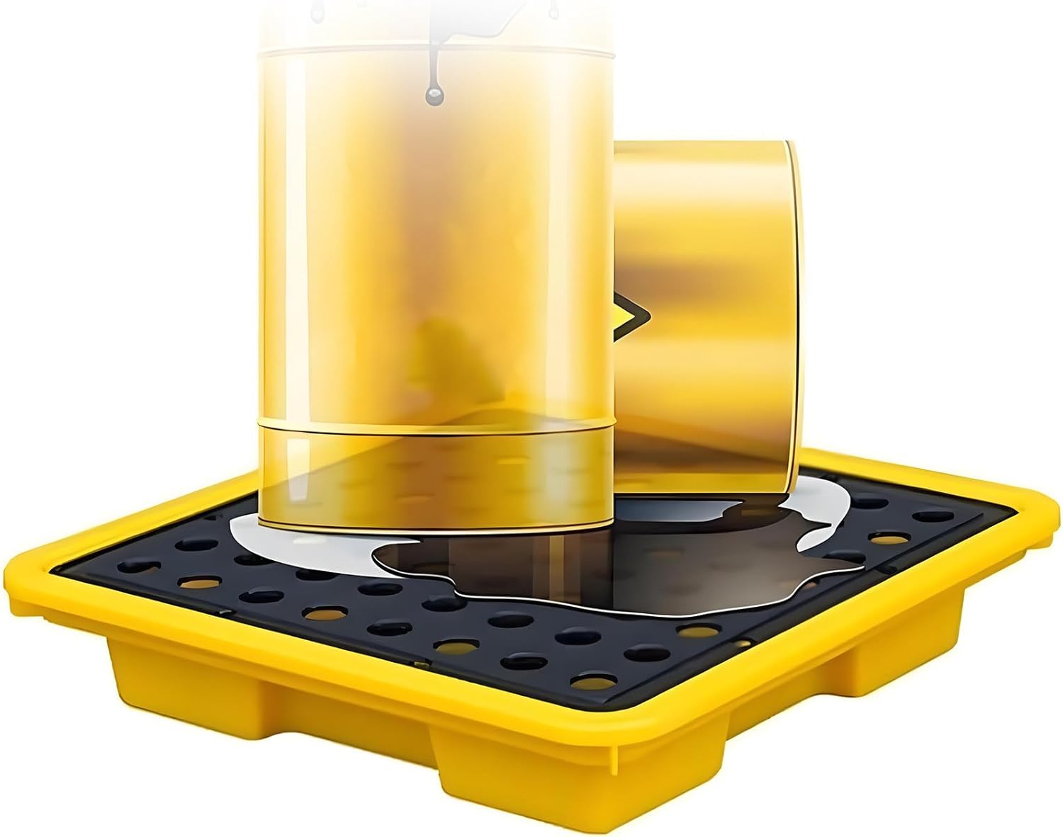 Industrial Spill Containment Pallet Modular Spill Containment Platform with Drain Outlet and Forklift Pockets for Industrial Storage and Leak Prevention,33.5 * 33.5 * 5.5cm