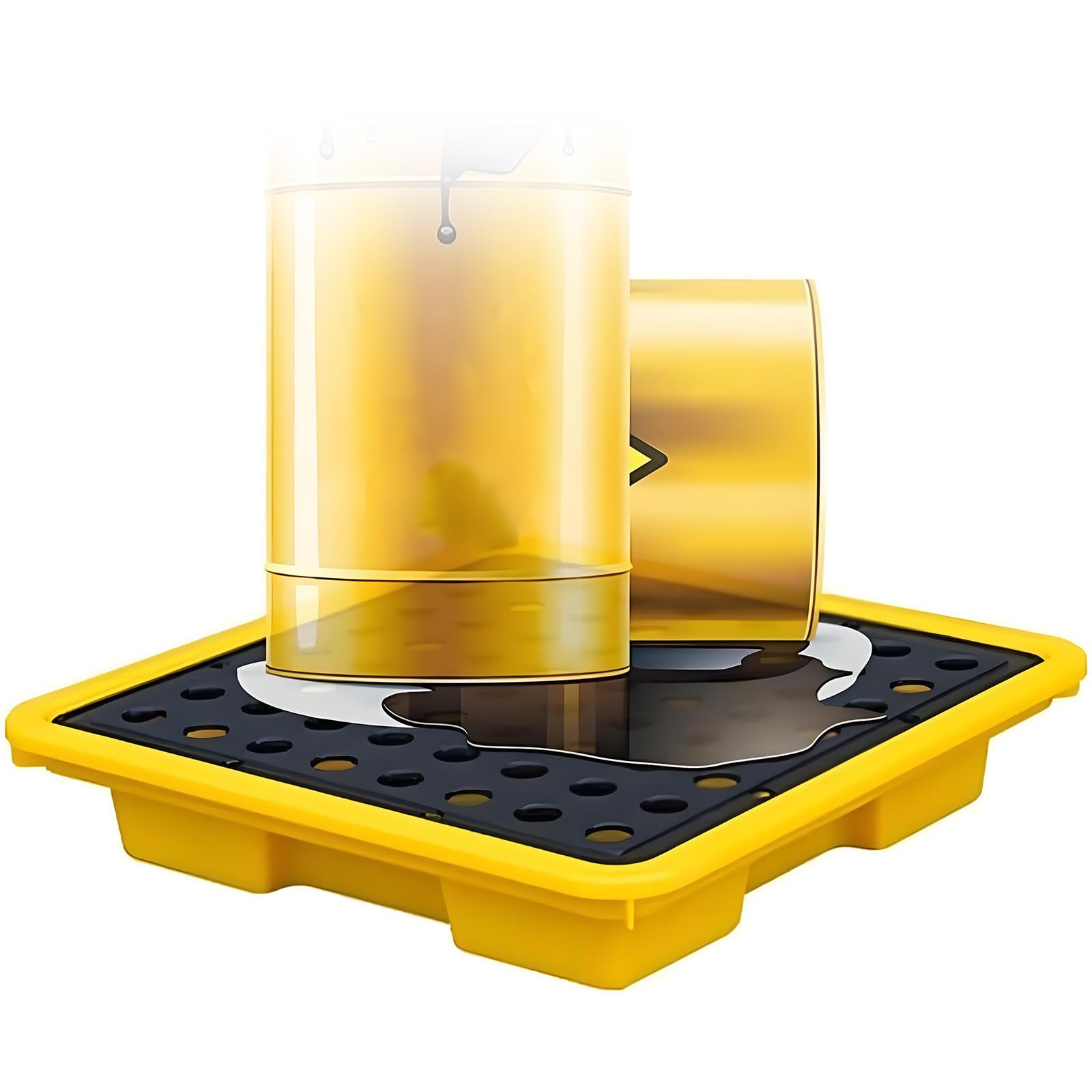 JKJZSALJ Modular Spill Containment Pallet Tray With Drain Outlet | Heavy-Duty Spill-Proof Platform For Garage, Kitchen & Basement Storage | 130X68X15Cm Indoor/Outdoor Use,33.5 * 33.5 * 5.5cm