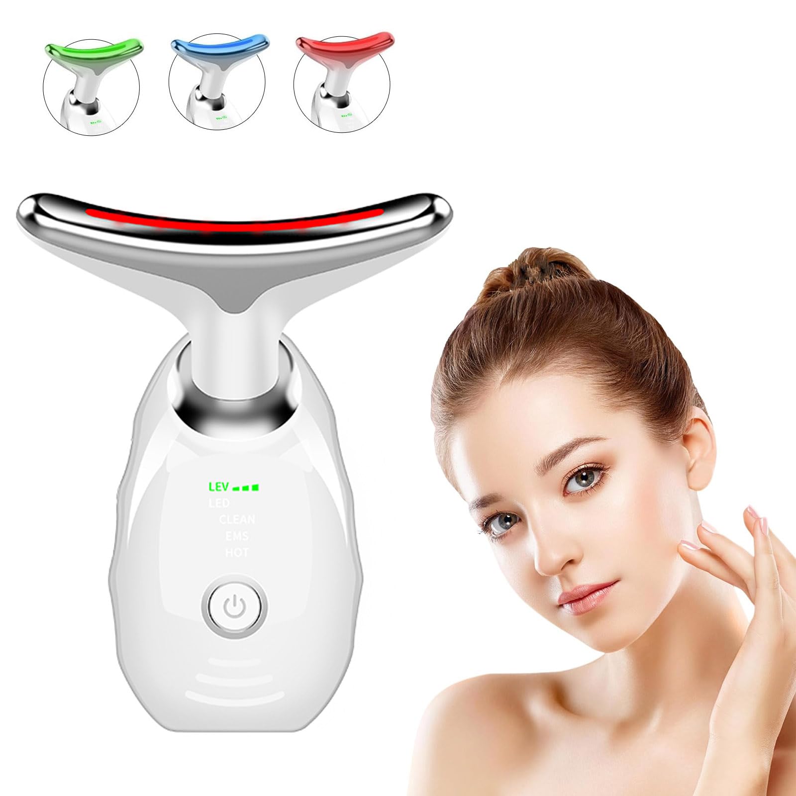 Masajeador facial eléctrico, dispositivo facial antiarrugas con 3 modos de masaje, masajeador facial y de cuello con vibración para apretar y suavizar la piel