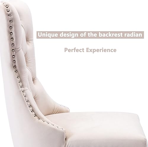 Miniatura 7 de Virabit Juego de 4 sillas de comedor tapizadas sillas de comedor copetudas de terciopelo con parte trasera de clavo y ribete de anillo sillas de