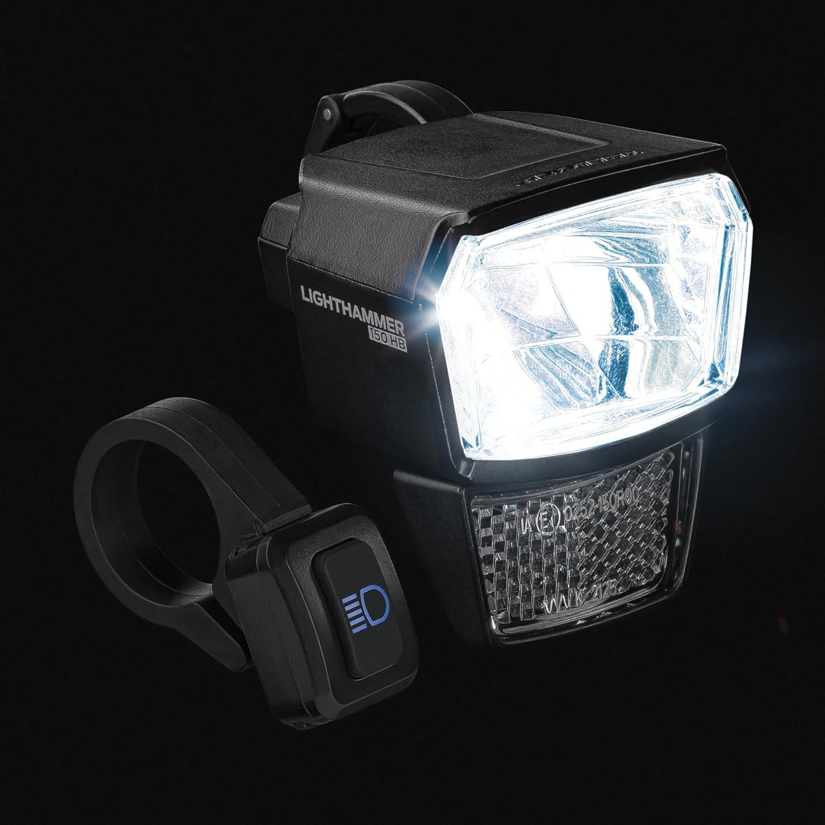 TRELOCK LS 940-HB Lighthammer 150 Lux E-Bike 12V Fahrradlicht – Inklusive Fernlicht-Schalter und Lenkerhalterung – StVZO zugelassen