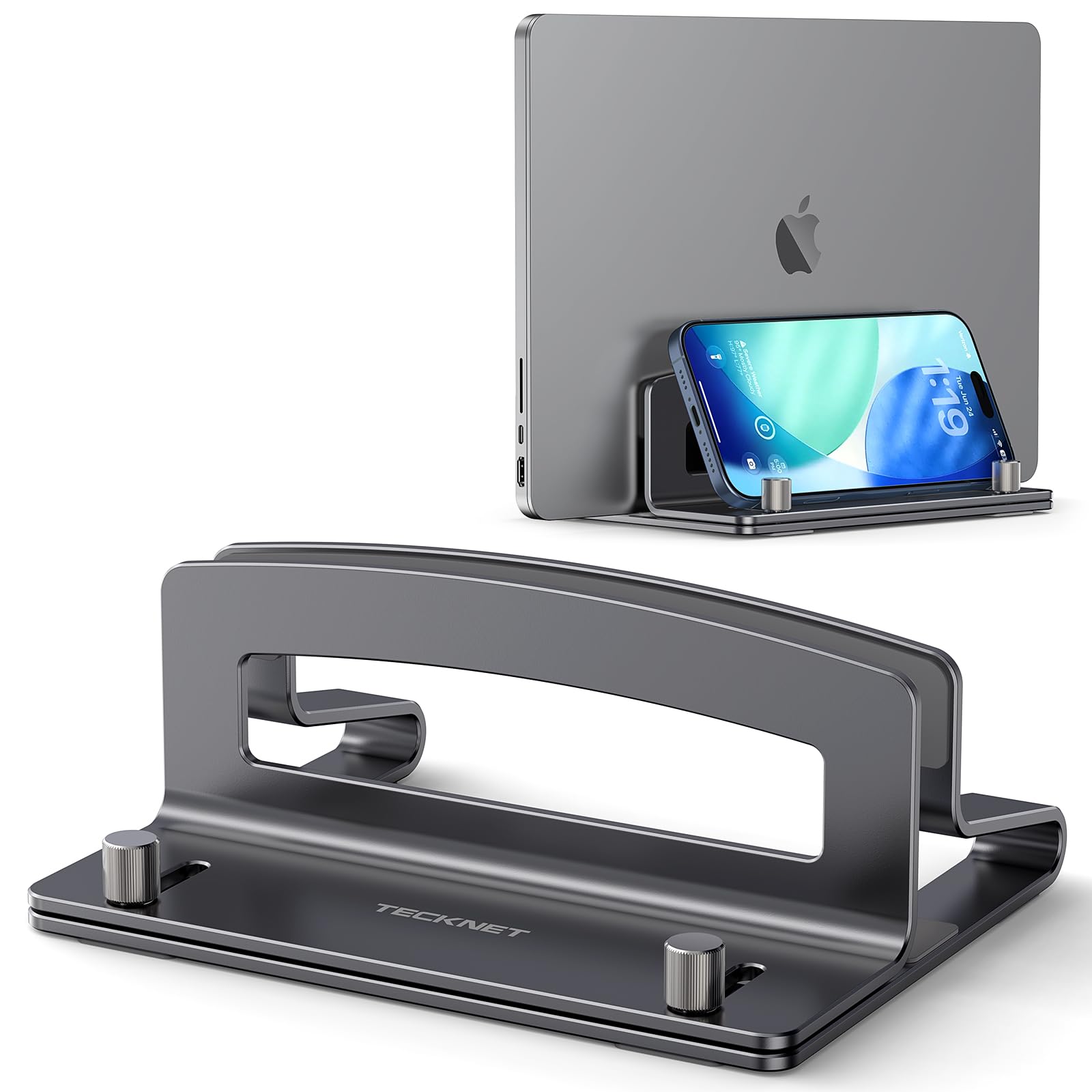 TECKNET Laptop Ständer Vertikaler Aluminium Vertikal Laptop Halter Platzsparender Laptop Stand mit thermischer Basis für Laptops,MacBook Air,Pro,iPad,Tablets