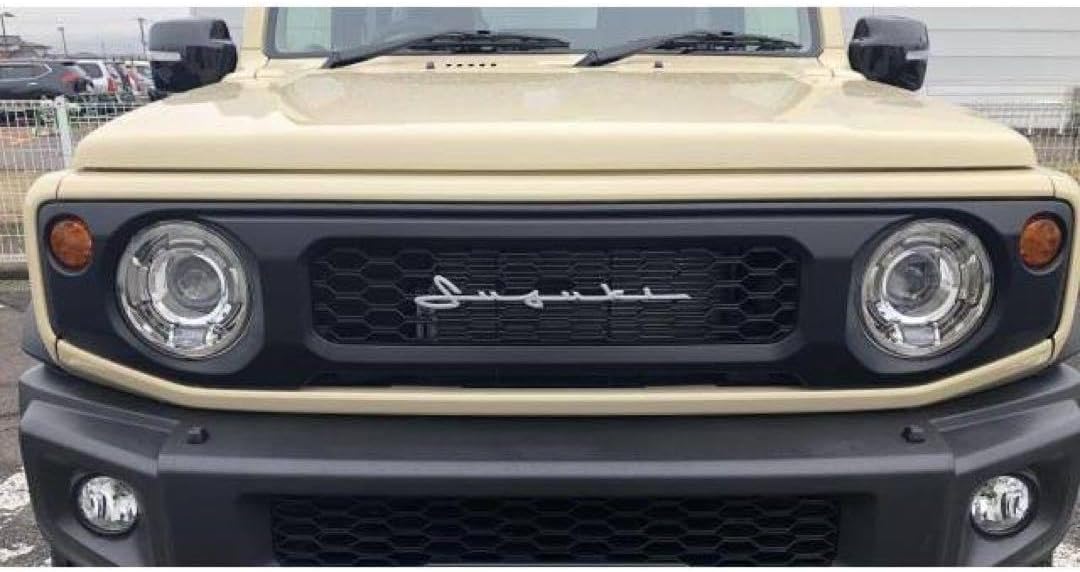 新型ジムニーJB64JB74ノマド用筆記体ホワイトエンブレムマットブラックグリル ジムニー JB64 JB74 フロントグリル ホワイト 筆記体エンブレム